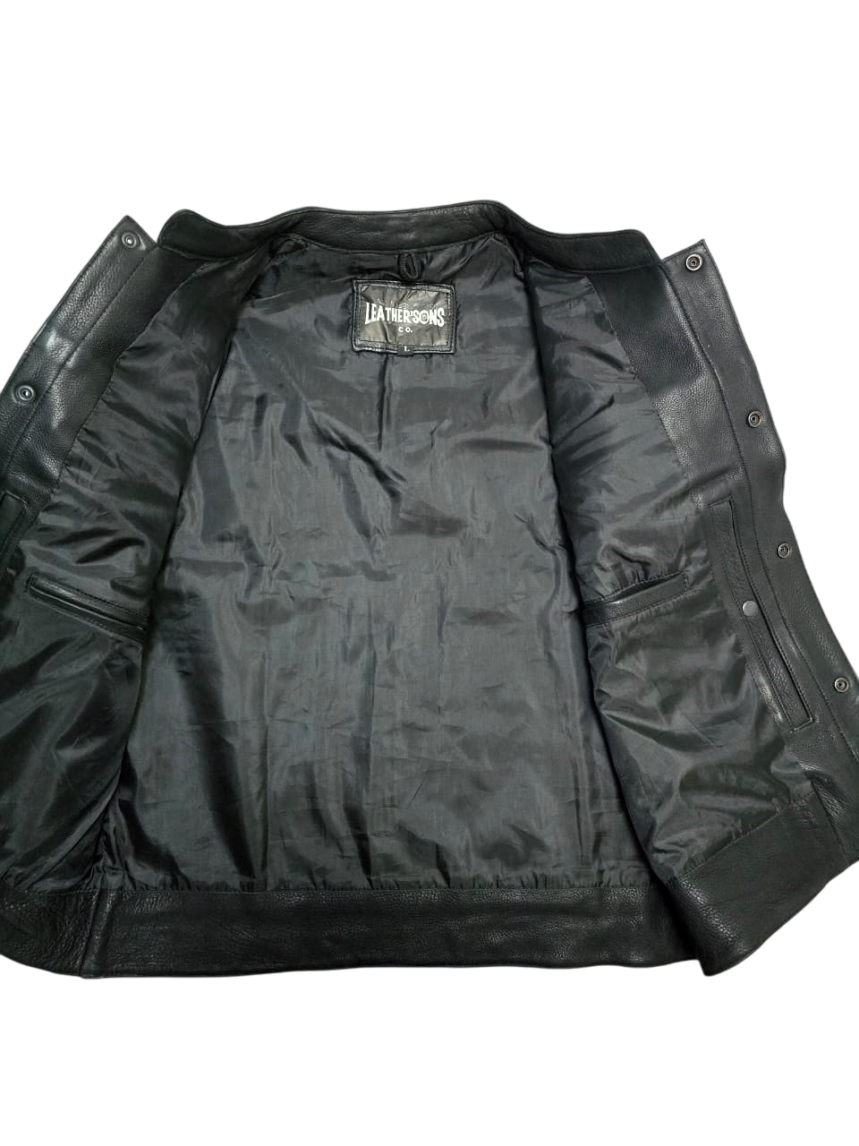 LEATHERSONS BLACK v2 Chaleco de Cuero SOA para Hombre