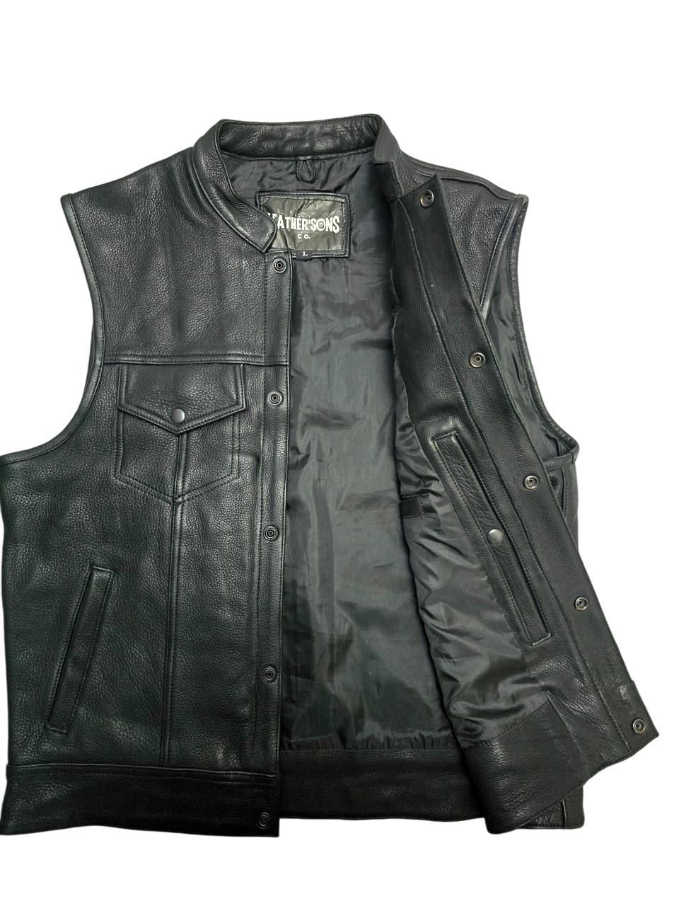 LEATHERSONS BLACK v2 Chaleco de Cuero SOA para Hombre