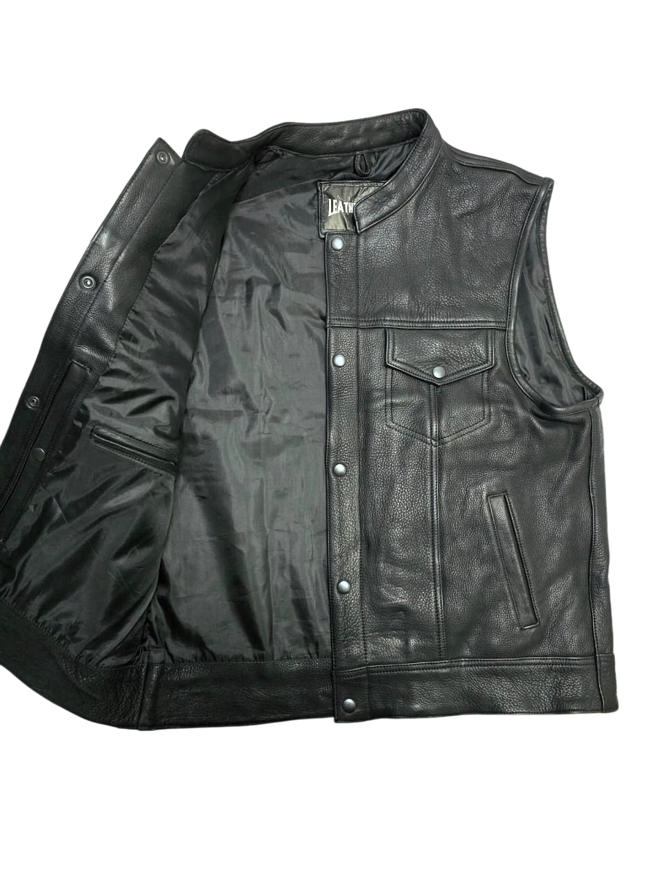 LEATHERSONS BLACK v2 Chaleco de Cuero SOA para Hombre