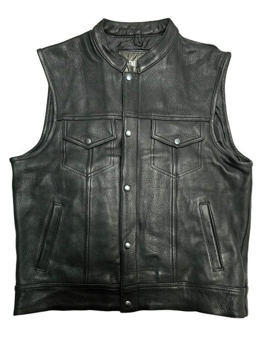 LEATHERSONS BLACK v2 Chaleco de Cuero SOA para Hombre
